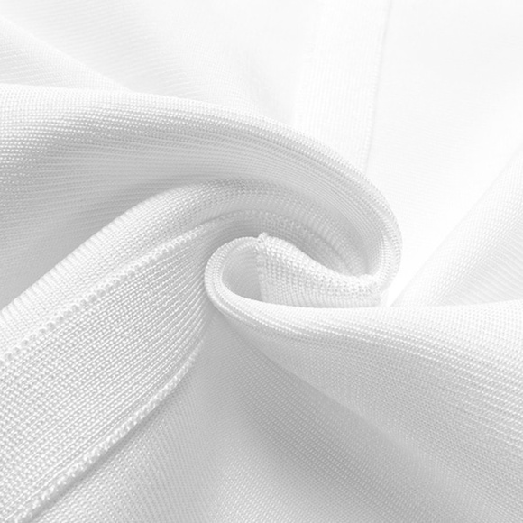 🎥 Bandage Contrast Trim Slim Dress in WHITE - Picture 7 of 16